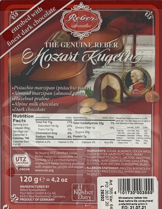 Reber Mozart Kugeln Marzipan Fill Chocolates